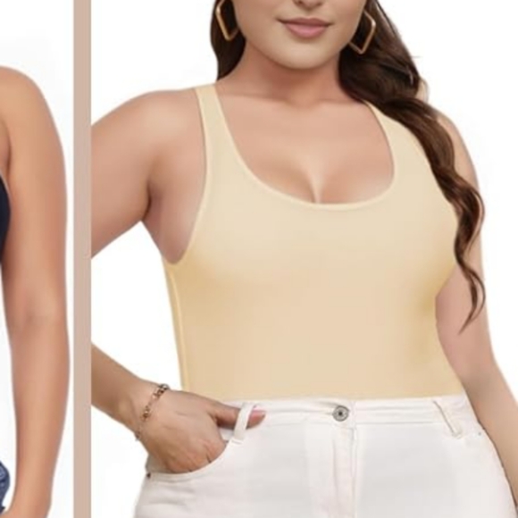 Bodysuit tummy control double lined scoop neck tank top (beige available - Picture 9 of 9